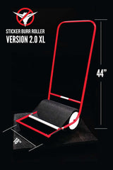 PUSH 2.0 Sticker Burr Roller against a black background, used for a crowdfunding campaign.