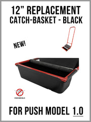 12-inch Sticker Burr Roller with black catch basket, perfect for burr removal in grass.