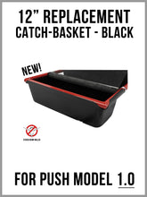 12-inch Sticker Burr Roller with black catch basket, designed for easy yard cleanup.