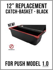 12-inch Sticker Burr Roller with black catch basket, designed for easy yard cleanup.