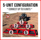 Pull-Behind Sticker Burr Roller model with five sections on a four-wheel frame.