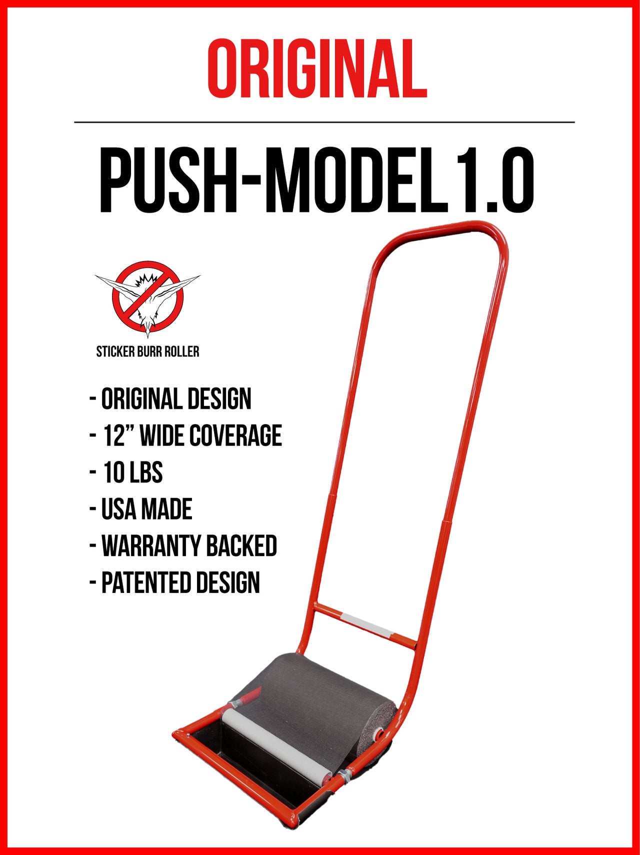 PUSH 1.0 Sticker Burr Roller retail model, the original push-style burr removal tool.