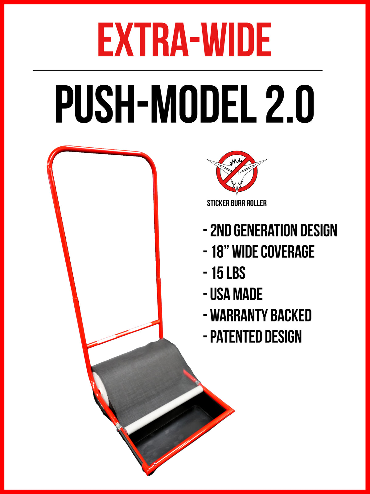 Push 2.0 - Extra Wide Model - 18" Roller - 20" Frame